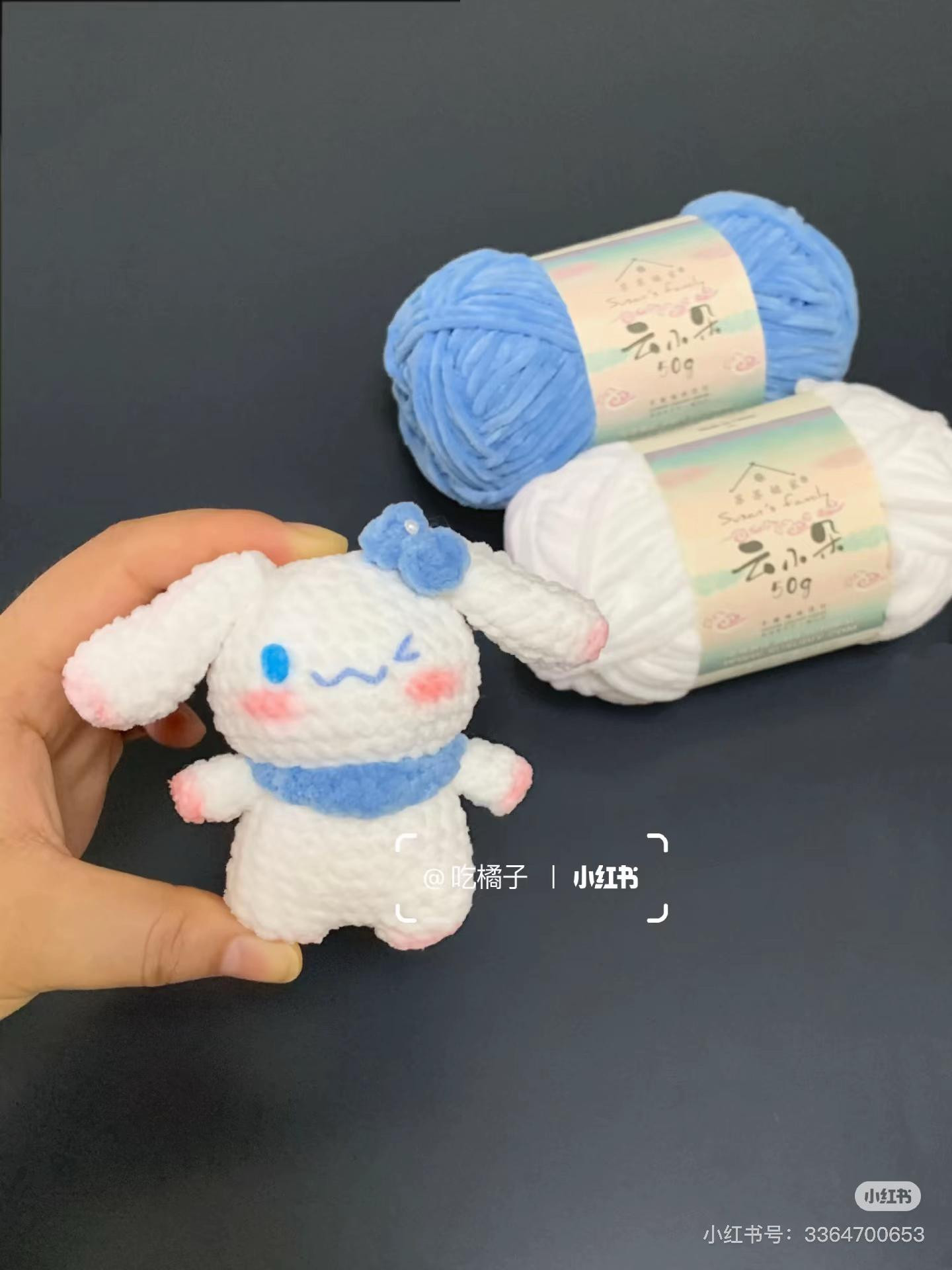 Hướng dẫn móc len búp bê Cinnamoroll dễ thương, màu trắng xanh