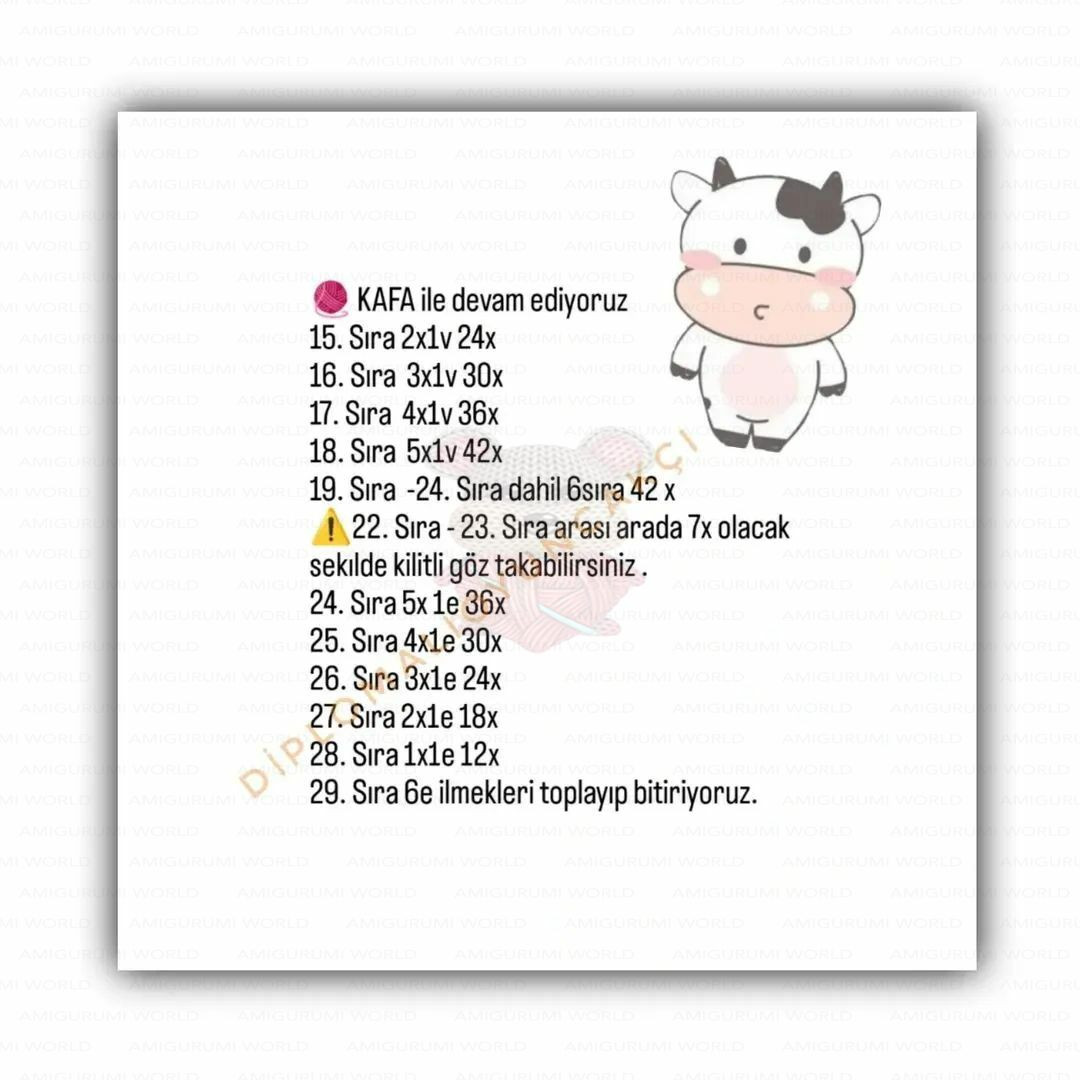 Hướng dẫn móc len búp bê con bò từ sợi nhung màu trắng và nâu