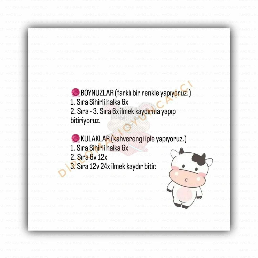 Hướng dẫn móc len búp bê con bò từ sợi nhung màu trắng và nâu