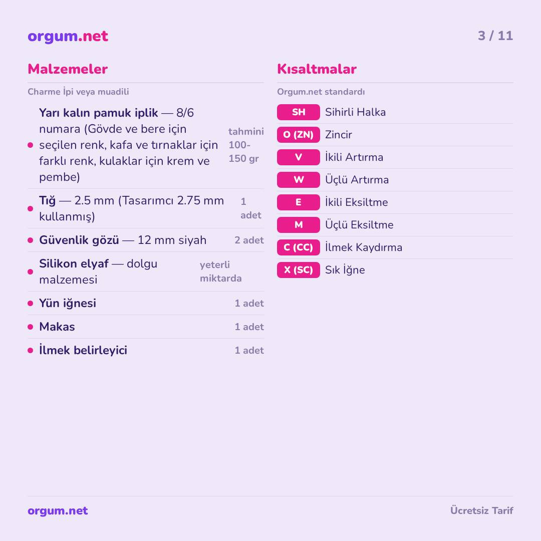 Hướng dẫn móc len búp bê cừu Lili Kuzu màu hồng và kem, kích thước 20cm