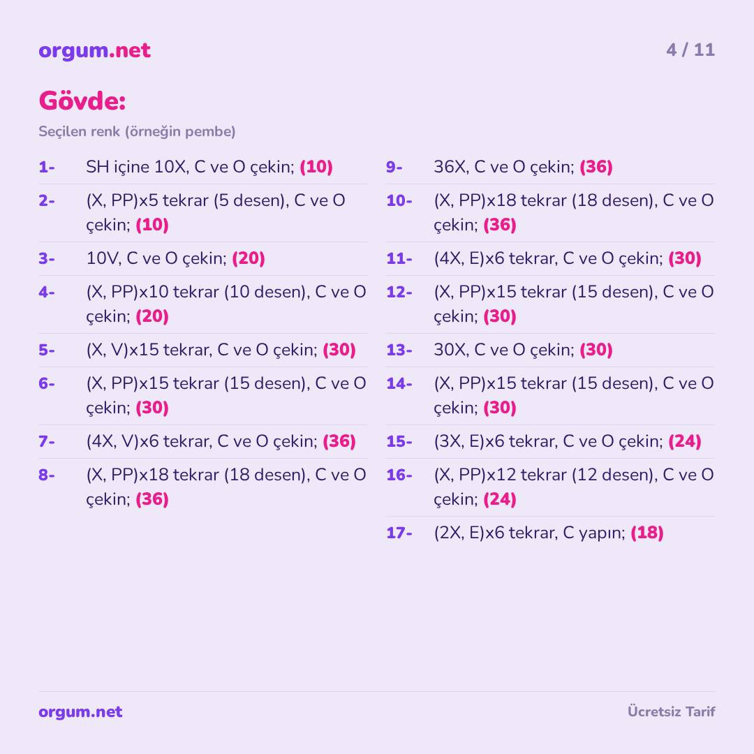 Hướng dẫn móc len búp bê cừu Lili Kuzu màu hồng và kem, kích thước 20cm