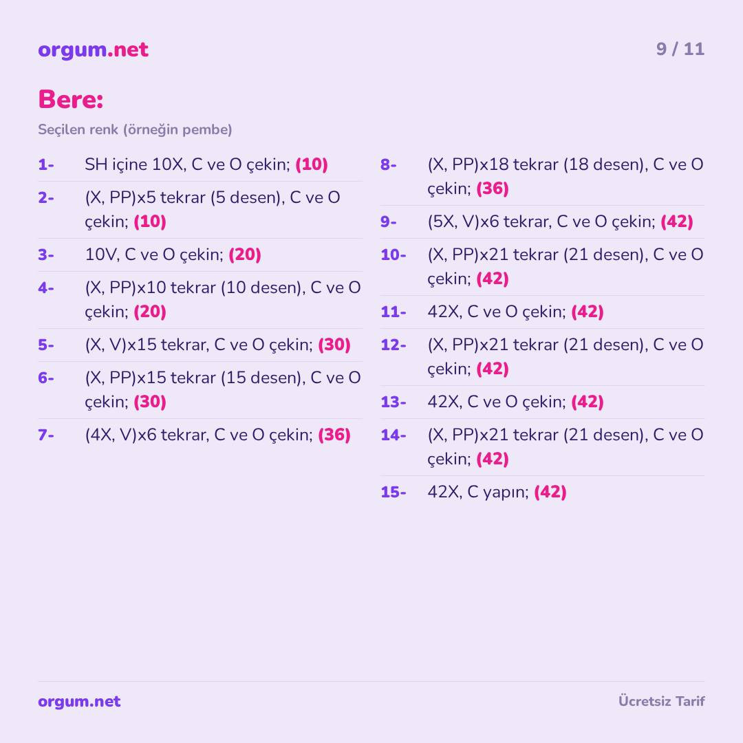 Hướng dẫn móc len búp bê cừu Lili Kuzu màu hồng và kem, kích thước 20cm