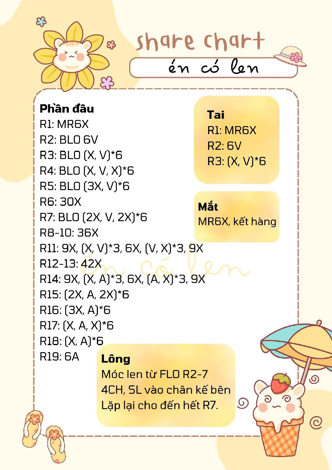 Hướng dẫn móc len búp bê cừu Shaun và cừu trắng