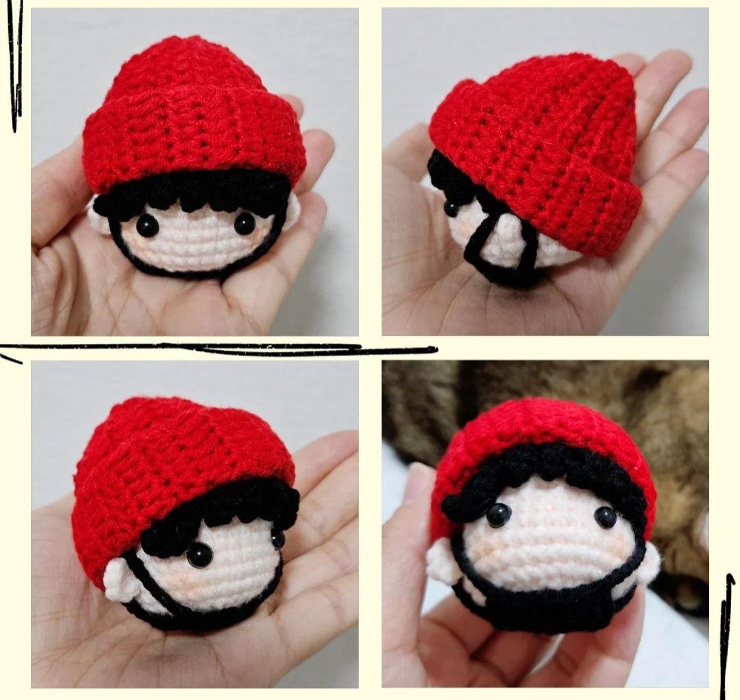 Hướng dẫn móc len búp bê đầu Toji Fushiguro đội mũ đỏ
