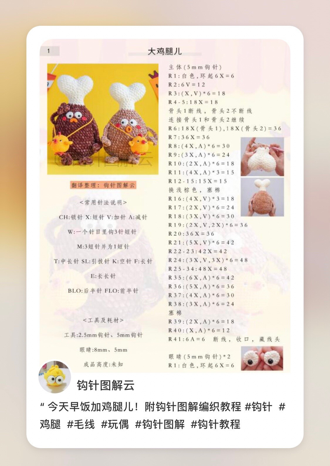 Hướng dẫn móc len búp bê đùi gà và túi hình con gà