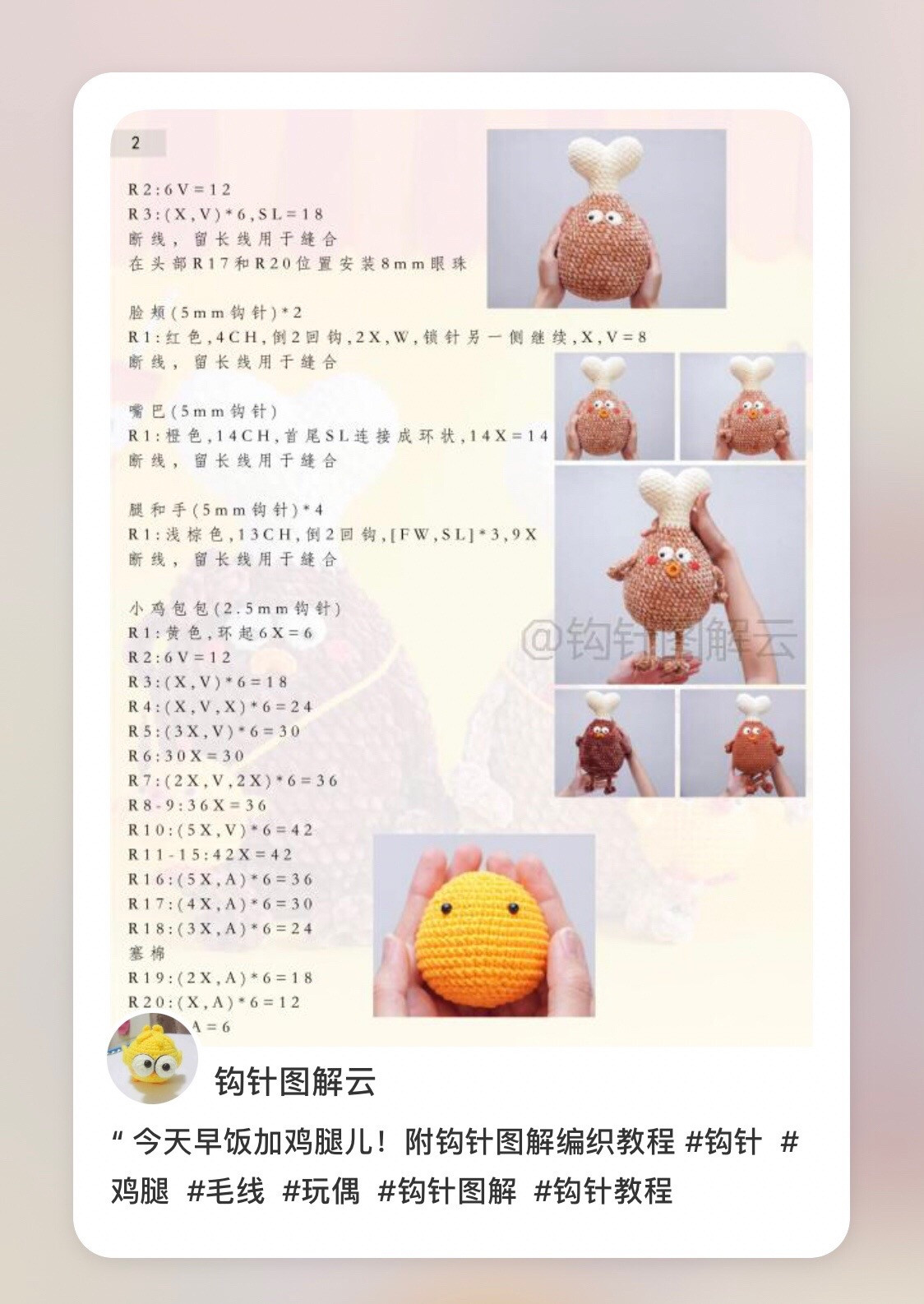 Hướng dẫn móc len búp bê đùi gà và túi hình con gà