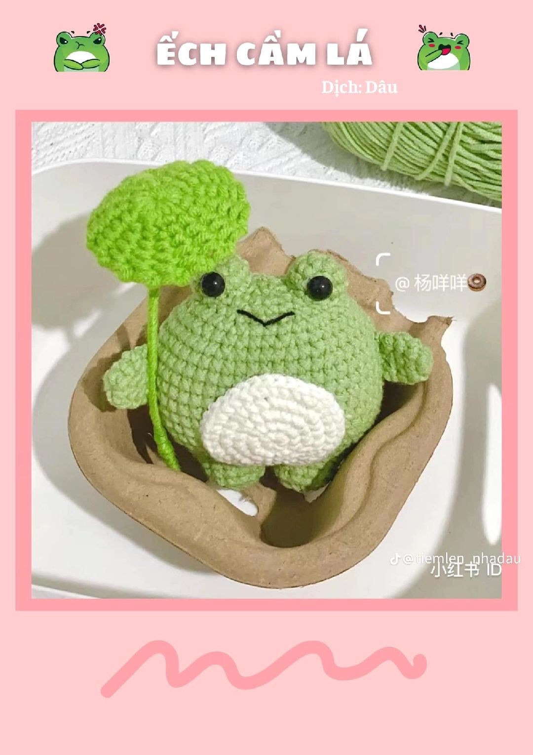 Hướng dẫn móc len búp bê Ếch cầm lá xanh dễ thương