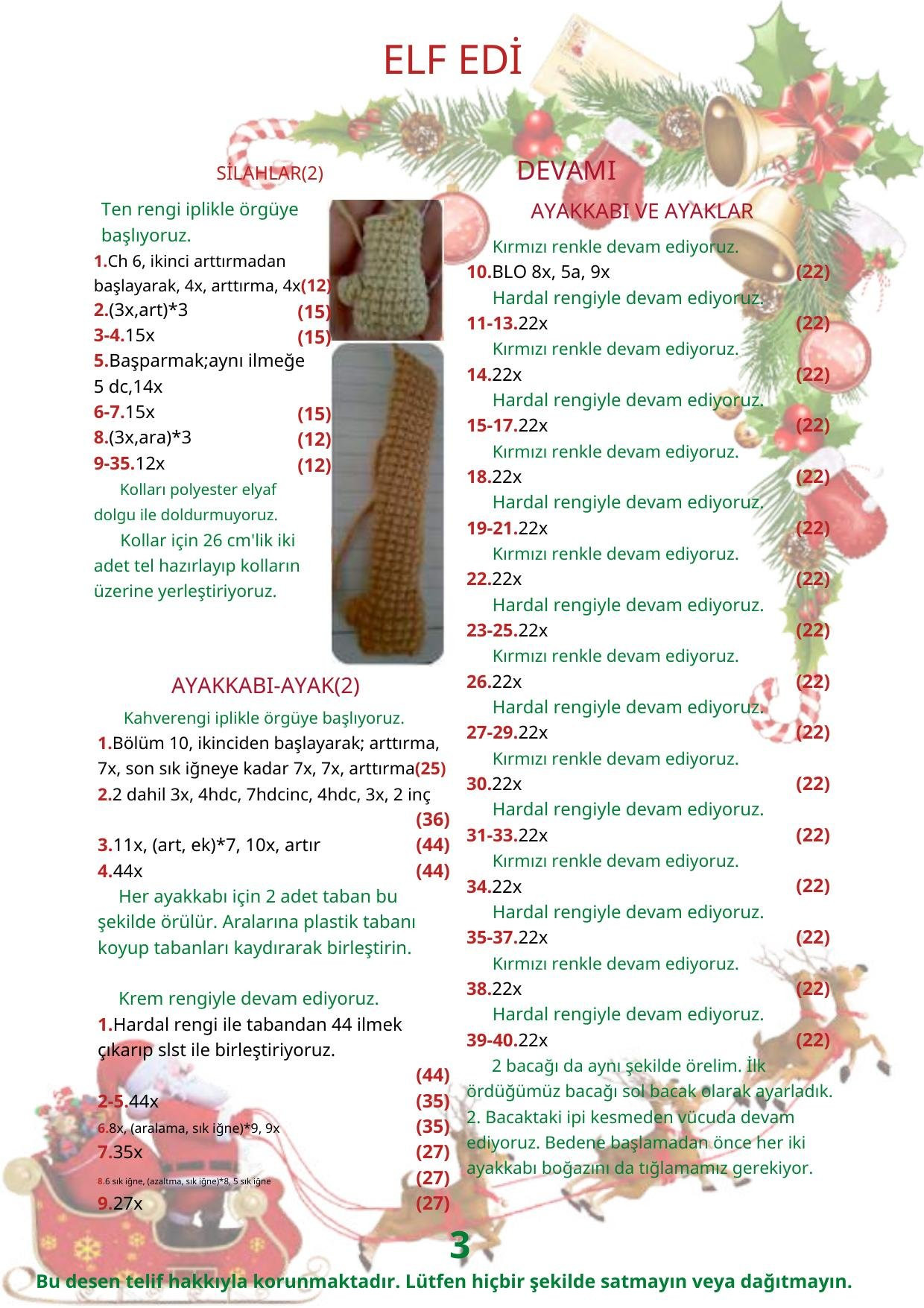 HƯỚNG DẪN MÓC LEN BÚP BÊ ELF EDÌ GIỌNG CHRISTMAS