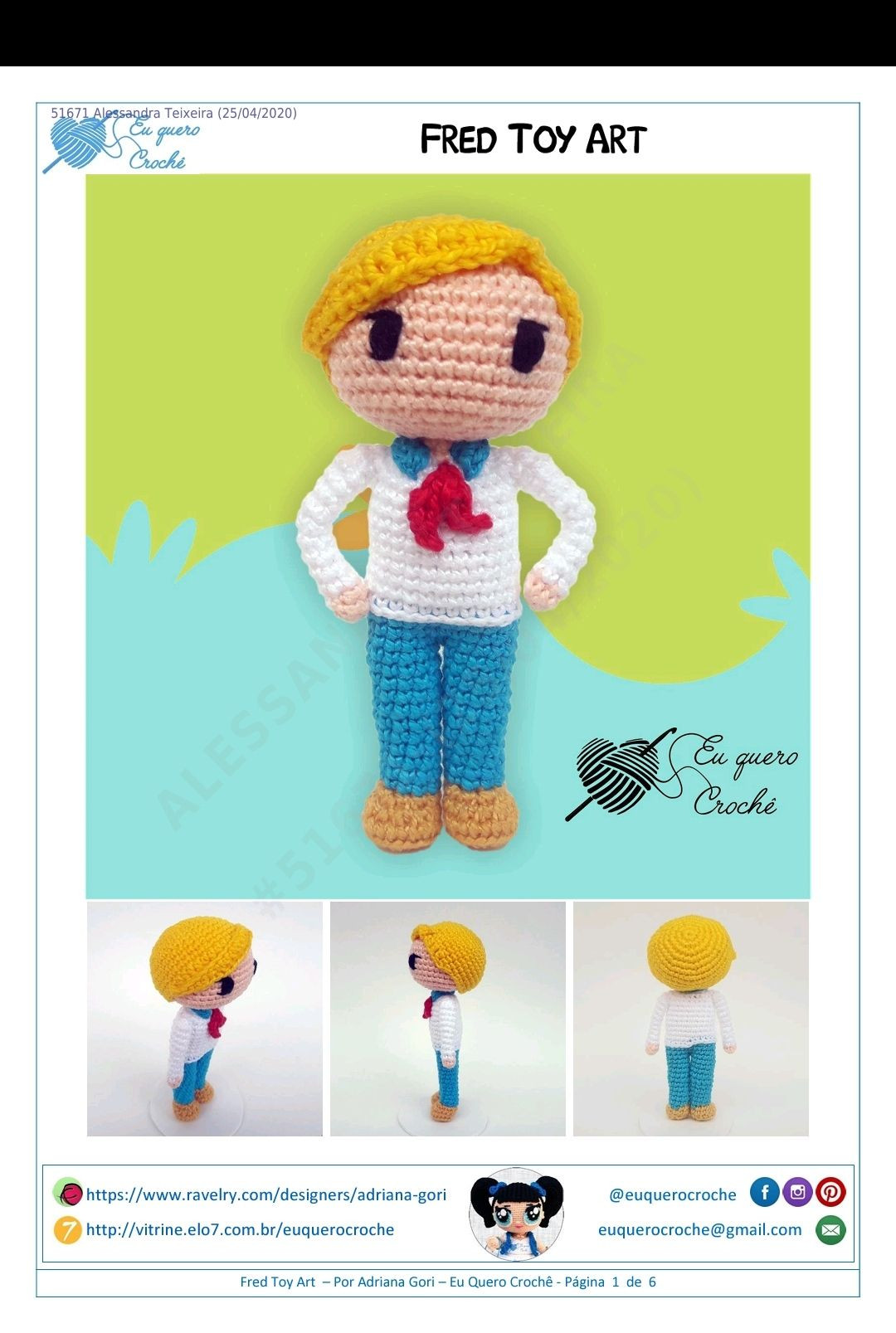 Hướng dẫn móc len búp bê Fred từ Scooby-Doo