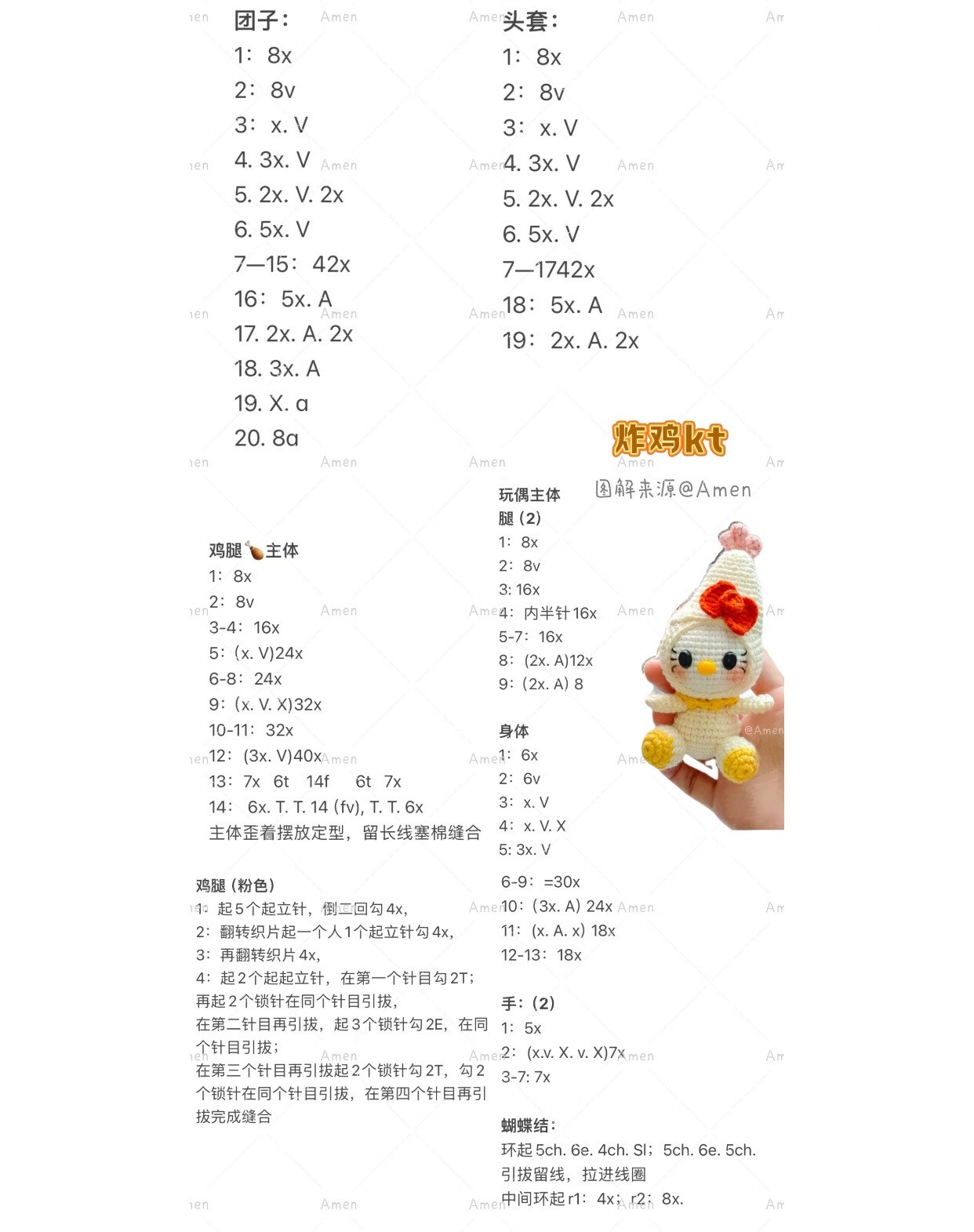 Hướng dẫn móc len búp bê gà KT màu vàng dễ thương