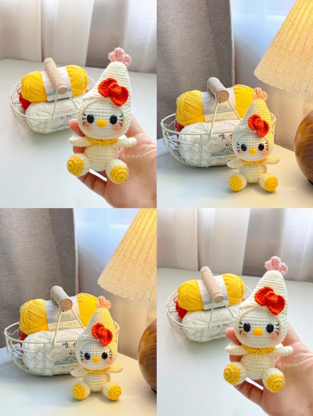 Hướng dẫn móc len búp bê gà KT màu vàng dễ thương