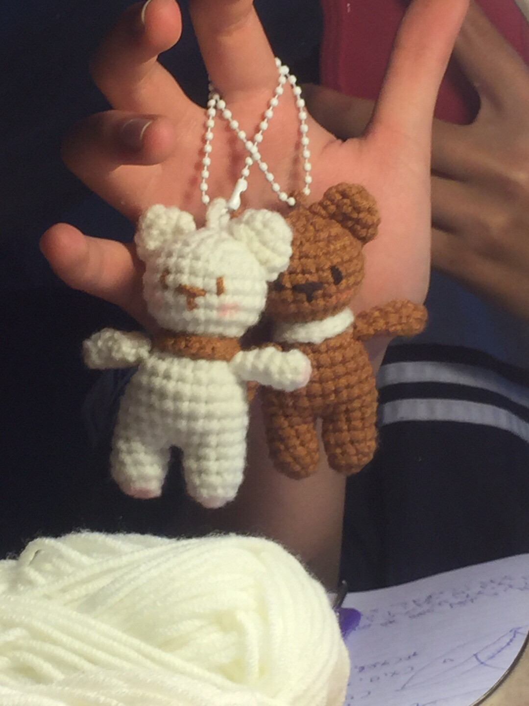 Hướng dẫn móc len búp bê gấu đôi trắng nâu