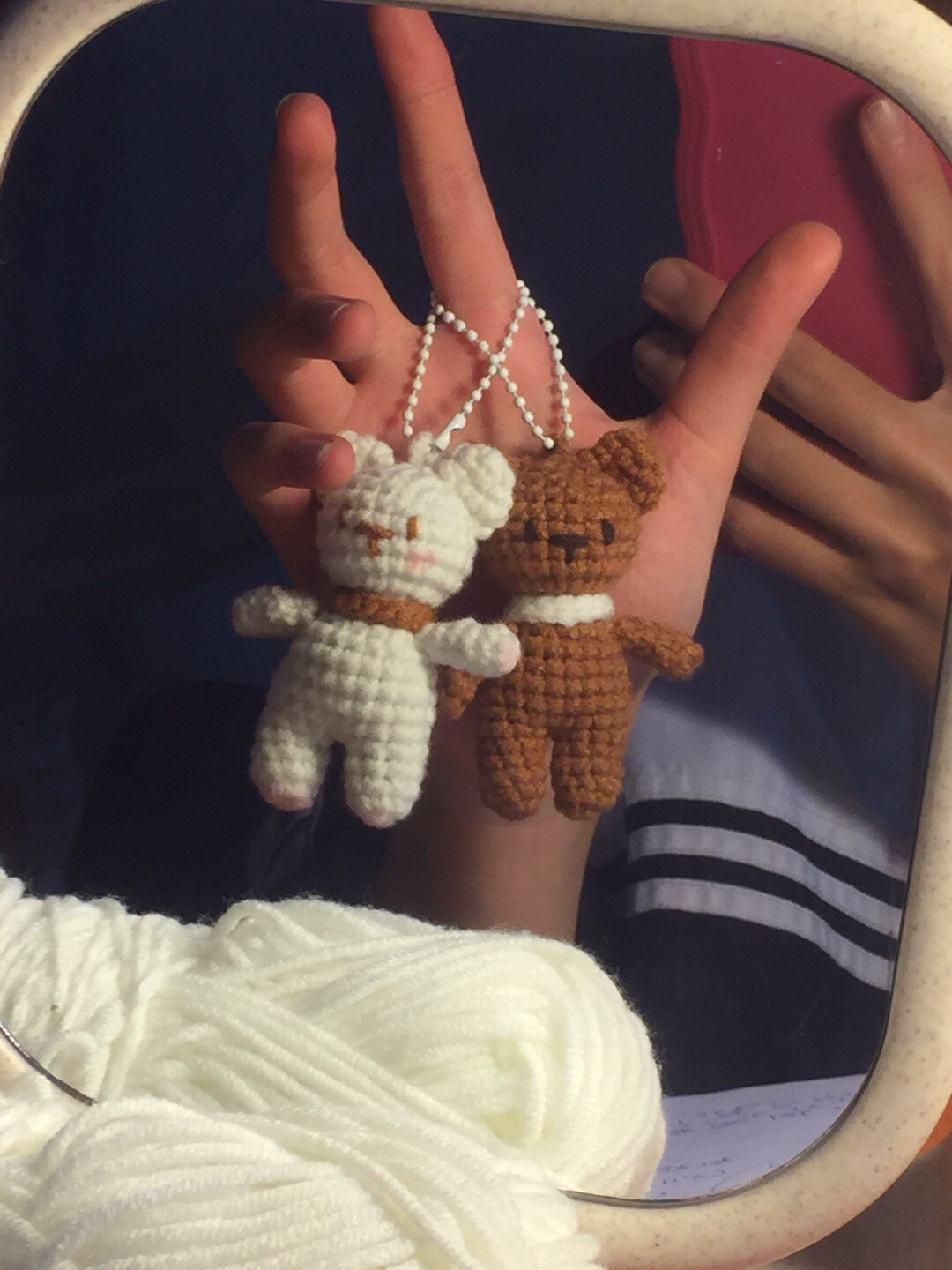 Hướng dẫn móc len búp bê gấu đôi trắng nâu