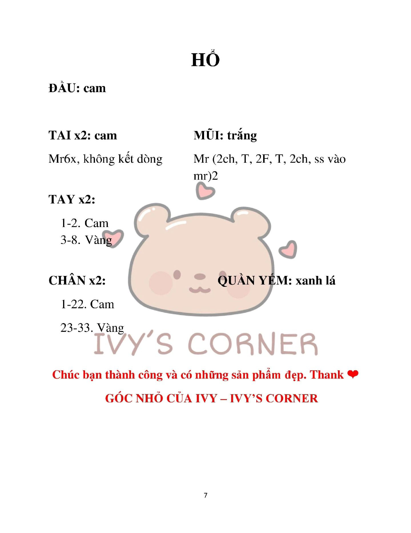 Hướng dẫn móc len búp bê Gấu, Thỏ, Mèo, Hổ dễ thương