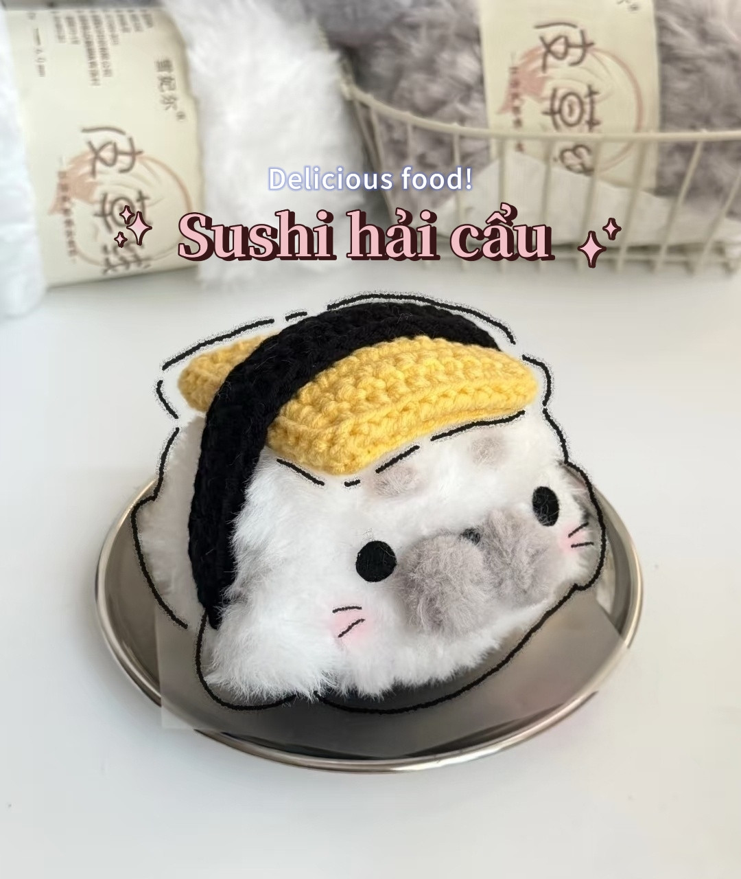 Hướng dẫn móc len búp bê hải cầu sushi dễ thương