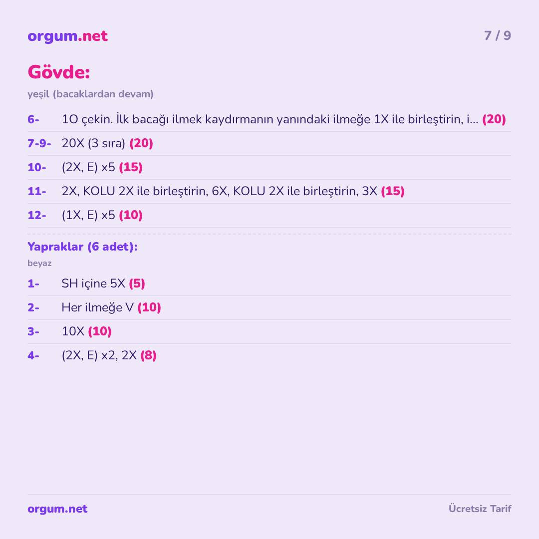 Hướng dẫn móc len búp bê hoa cúc Papatya Çiçeği Arkadaş Amigurumi dễ thương, thân màu xanh lá và cánh trắng