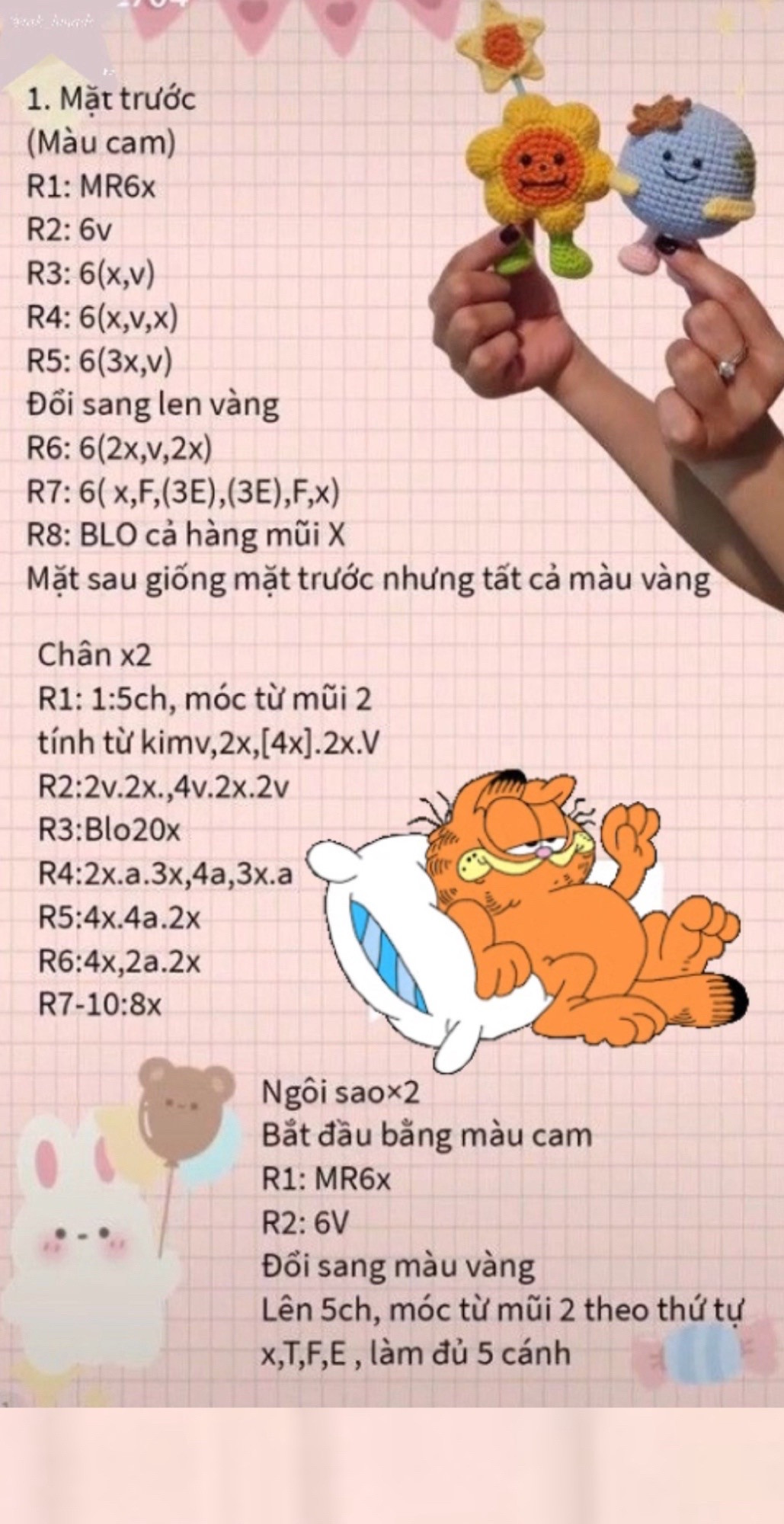 Hướng dẫn móc len búp bê hoa hướng dương và ngôi sao