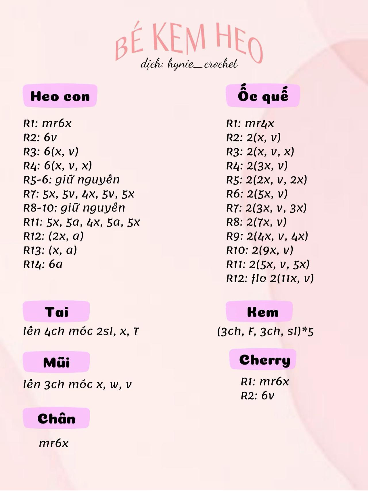 Hướng dẫn móc len búp bê kem heo con dễ thương