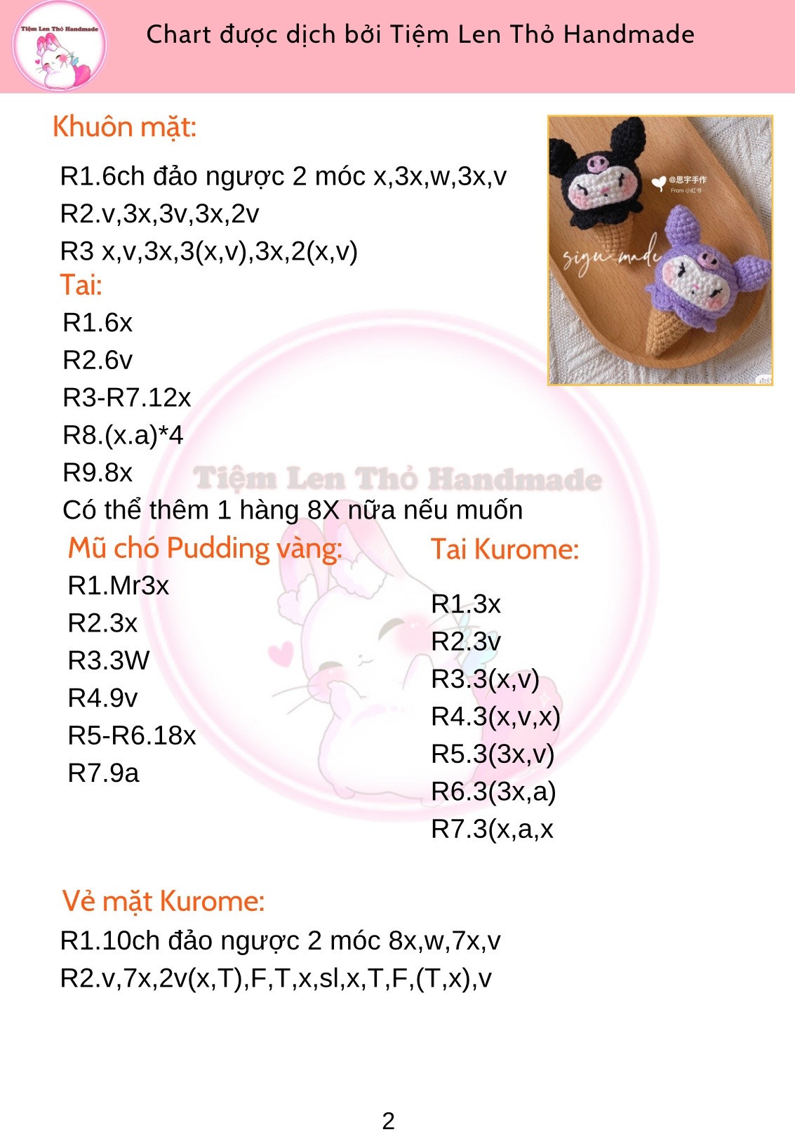 Hướng dẫn móc len búp bê kem ốc quế nhân vật dễ thương