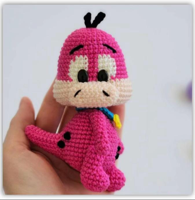 Hướng dẫn móc len búp bê khủng long Dino màu hồng