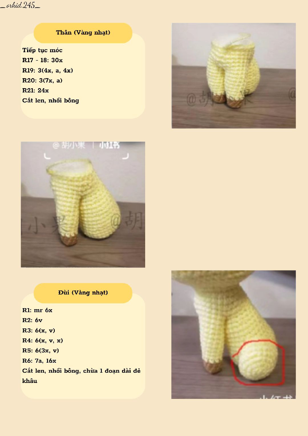 Hướng dẫn móc len búp bê Leafeon màu vàng xanh chi tiết từng bước