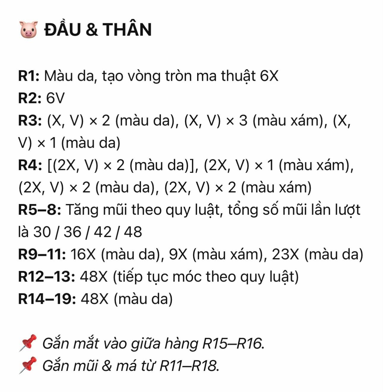 Hướng dẫn móc len búp bê lợn mặc váy xanh và mũ rơm