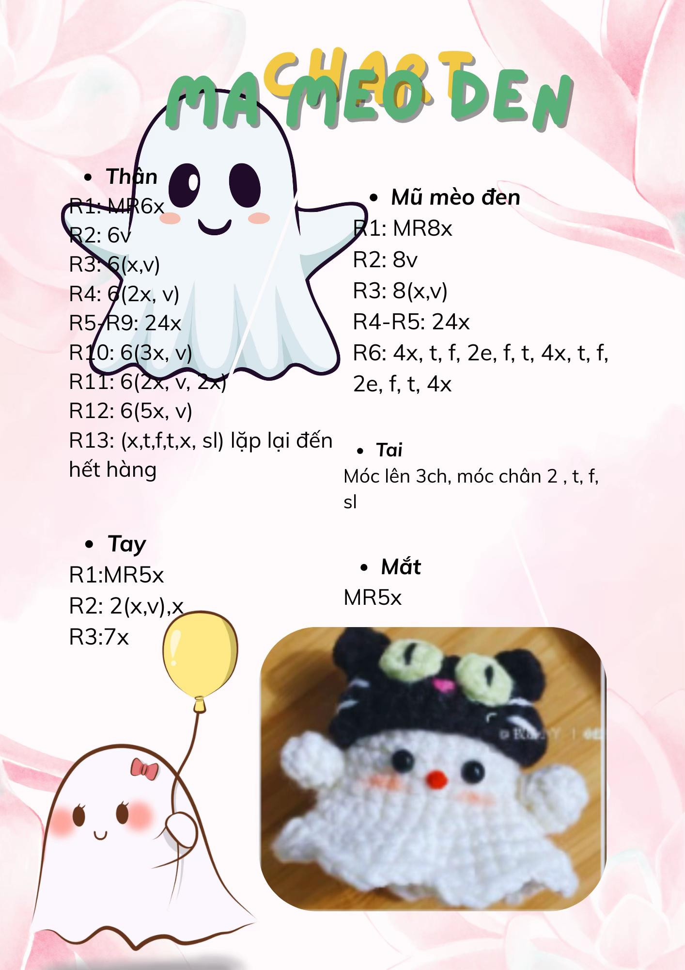 Hướng dẫn móc len búp bê ma Halloween dễ thương