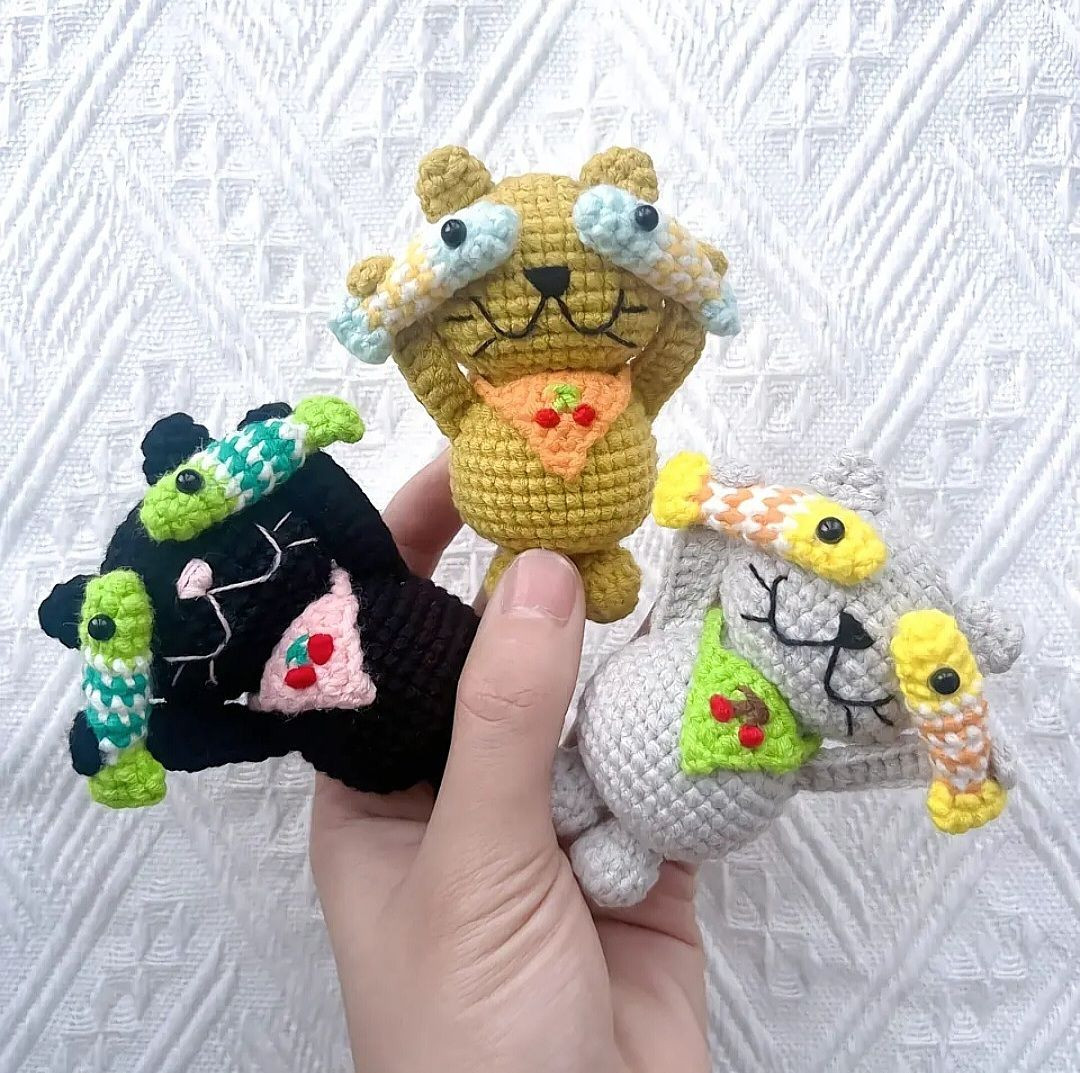Hướng dẫn móc len búp bê mèo cầm cá màu sắc dễ thương