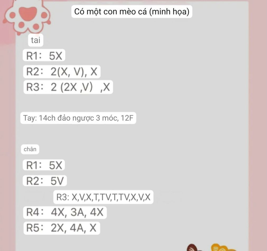 Hướng dẫn móc len búp bê mèo cầm cá màu sắc dễ thương