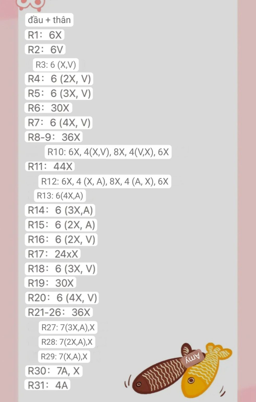Hướng dẫn móc len búp bê mèo cầm cá màu sắc dễ thương