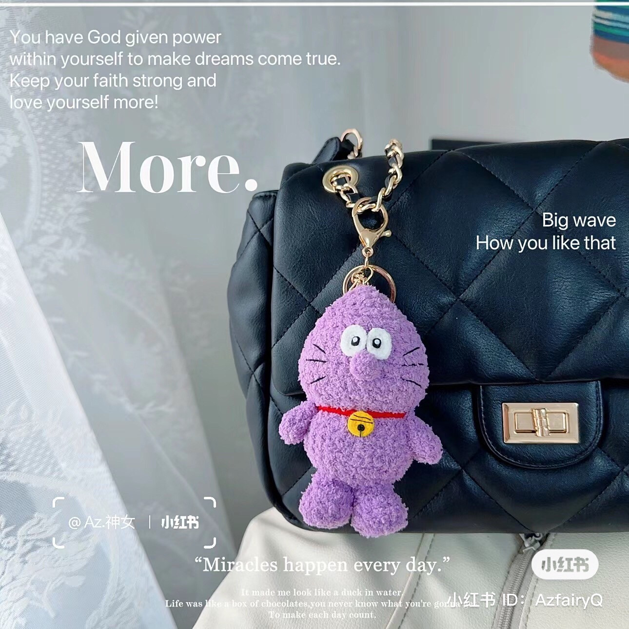 Hướng dẫn móc len búp bê mèo Doraemon màu tím than với mắt to và chuông vàng