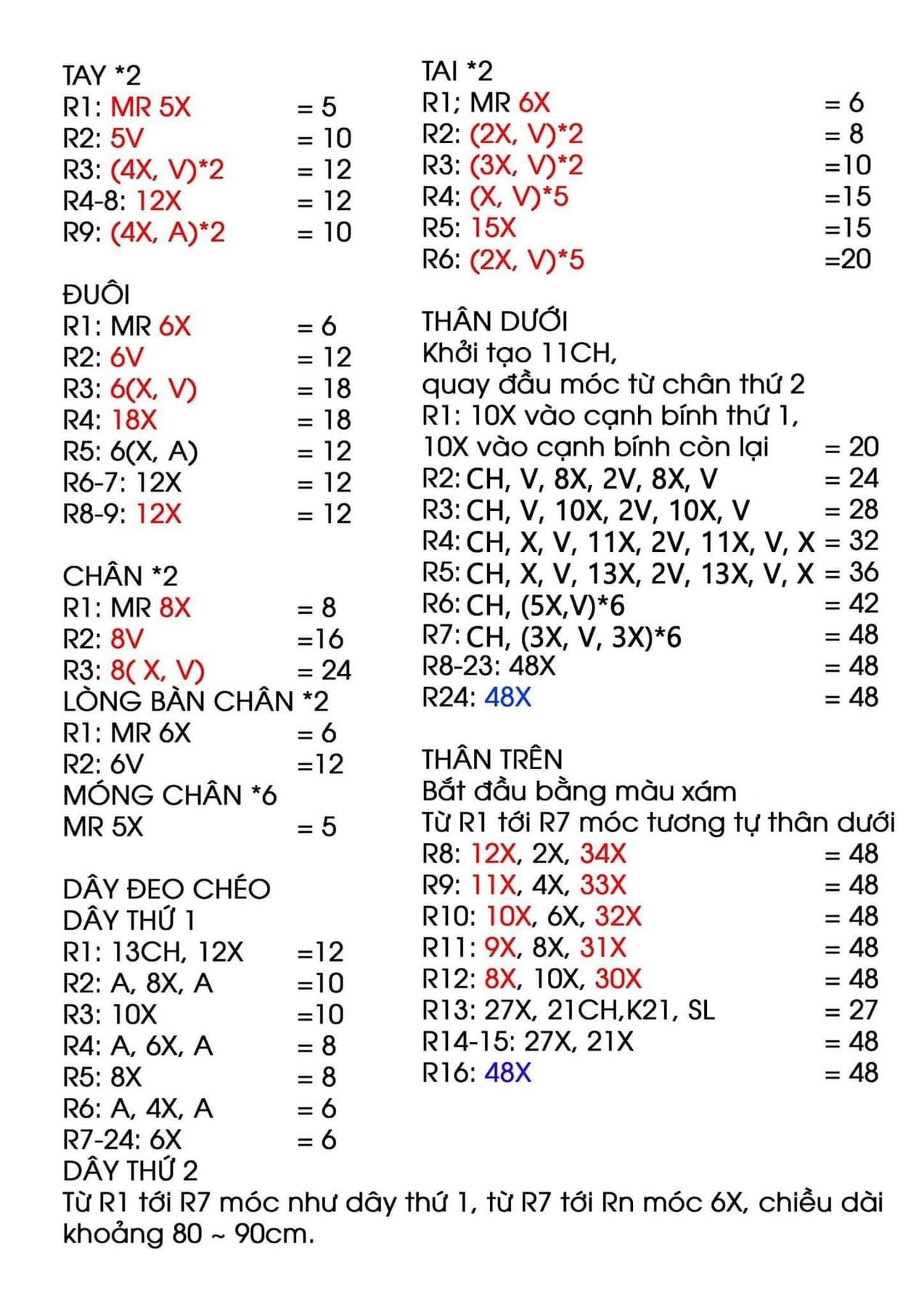 Hướng dẫn móc len búp bê mèo Garfield màu cam