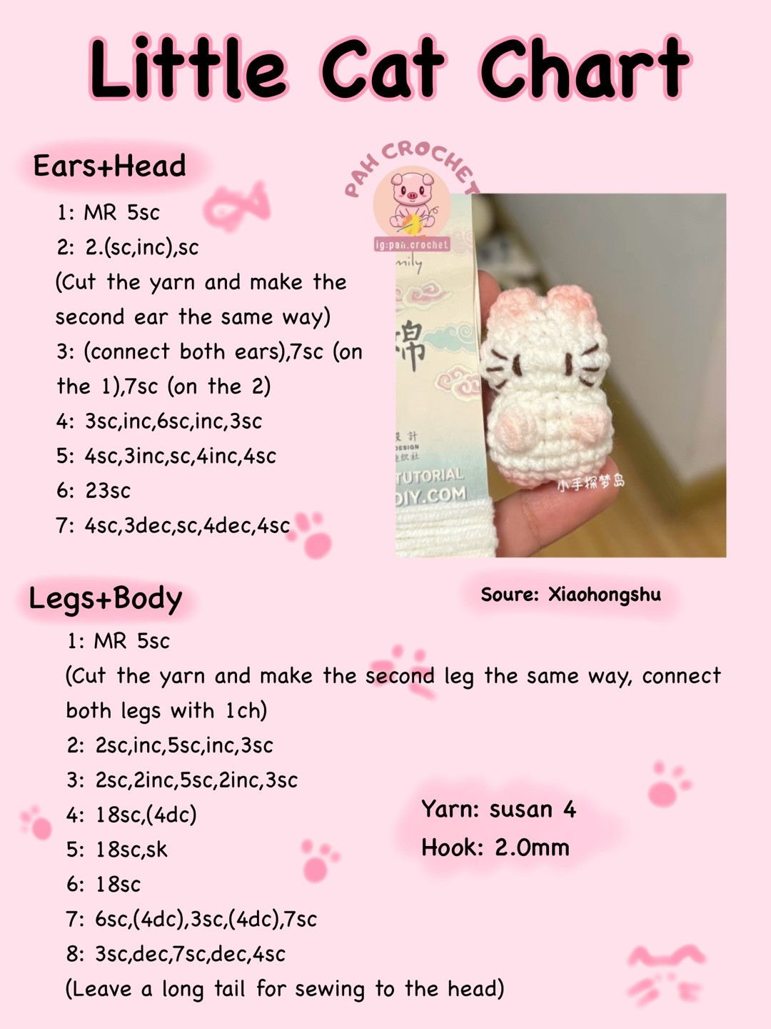 Hướng dẫn móc len búp bê mèo nhỏ dễ thương