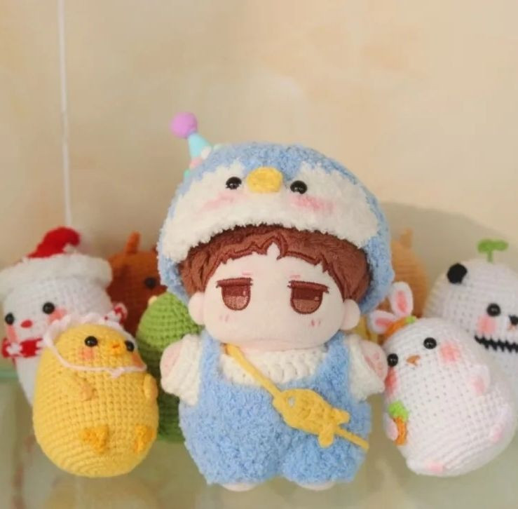 Hướng dẫn móc len búp bê mũ chim xanh, len bông xù