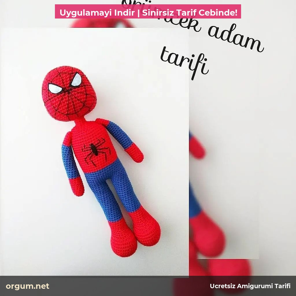 Hướng dẫn móc len búp bê nhện người nhện màu đỏ xanh với biểu tượng nhện đen và mắt trắng