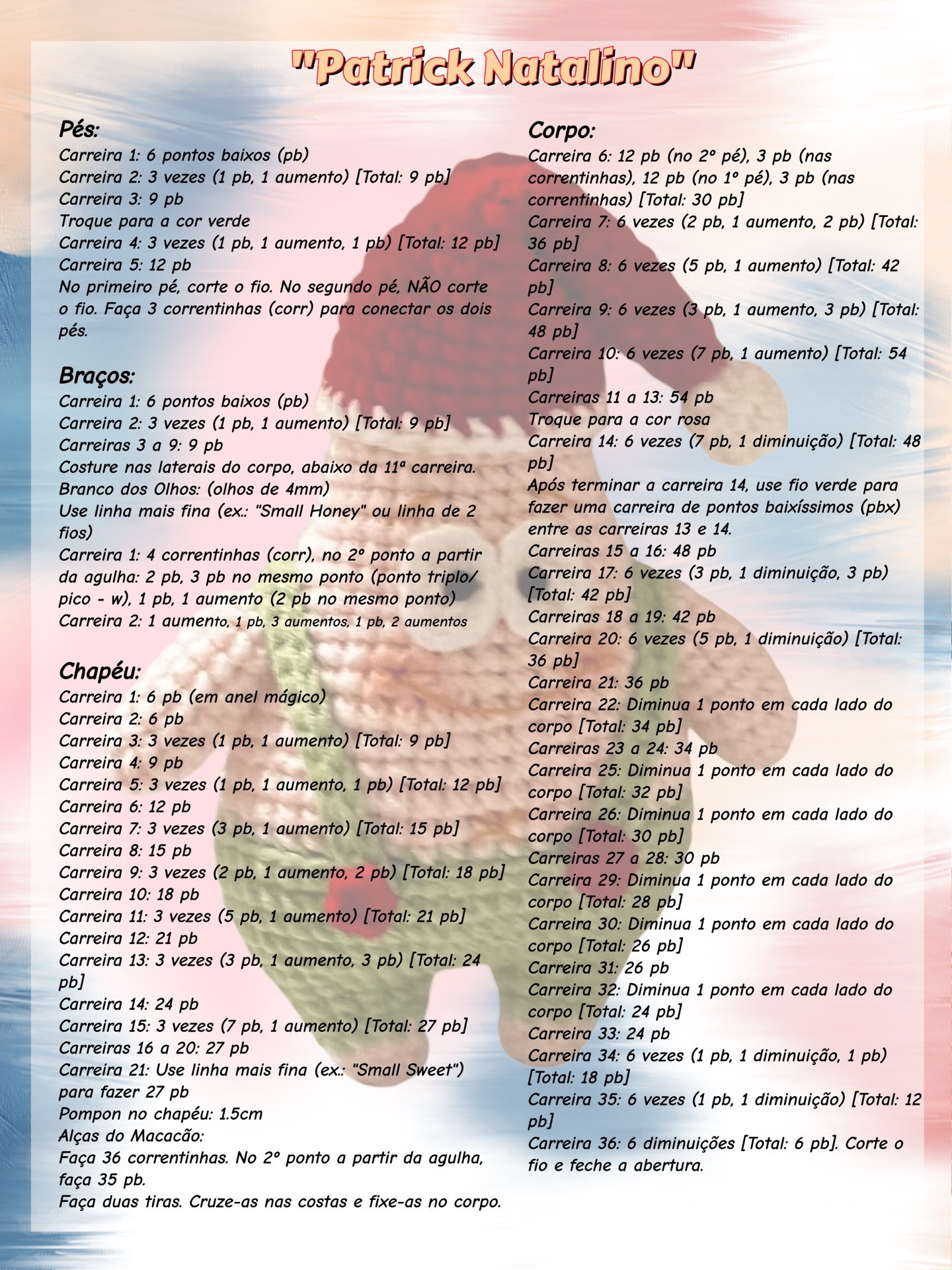 Hướng dẫn móc len búp bê Patrick Star phiên bản Giáng sinh