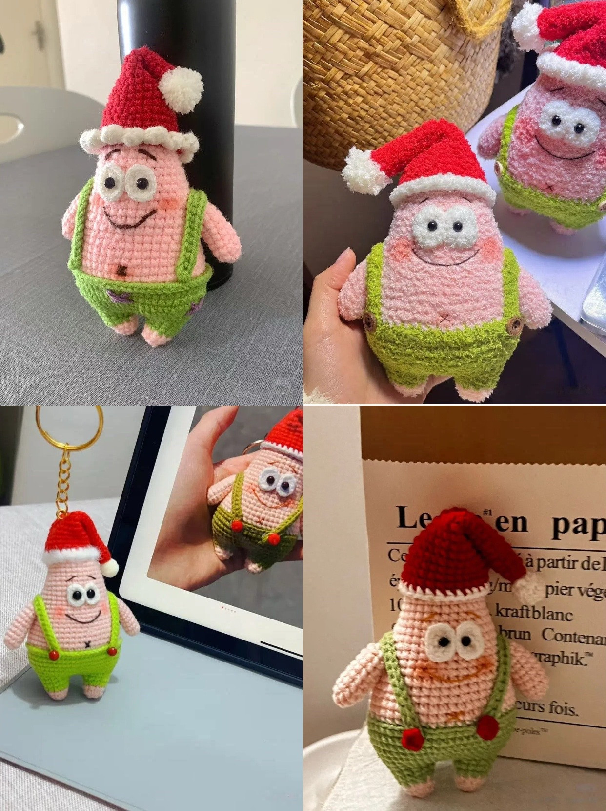 Hướng dẫn móc len búp bê Patrick Star phiên bản Giáng sinh