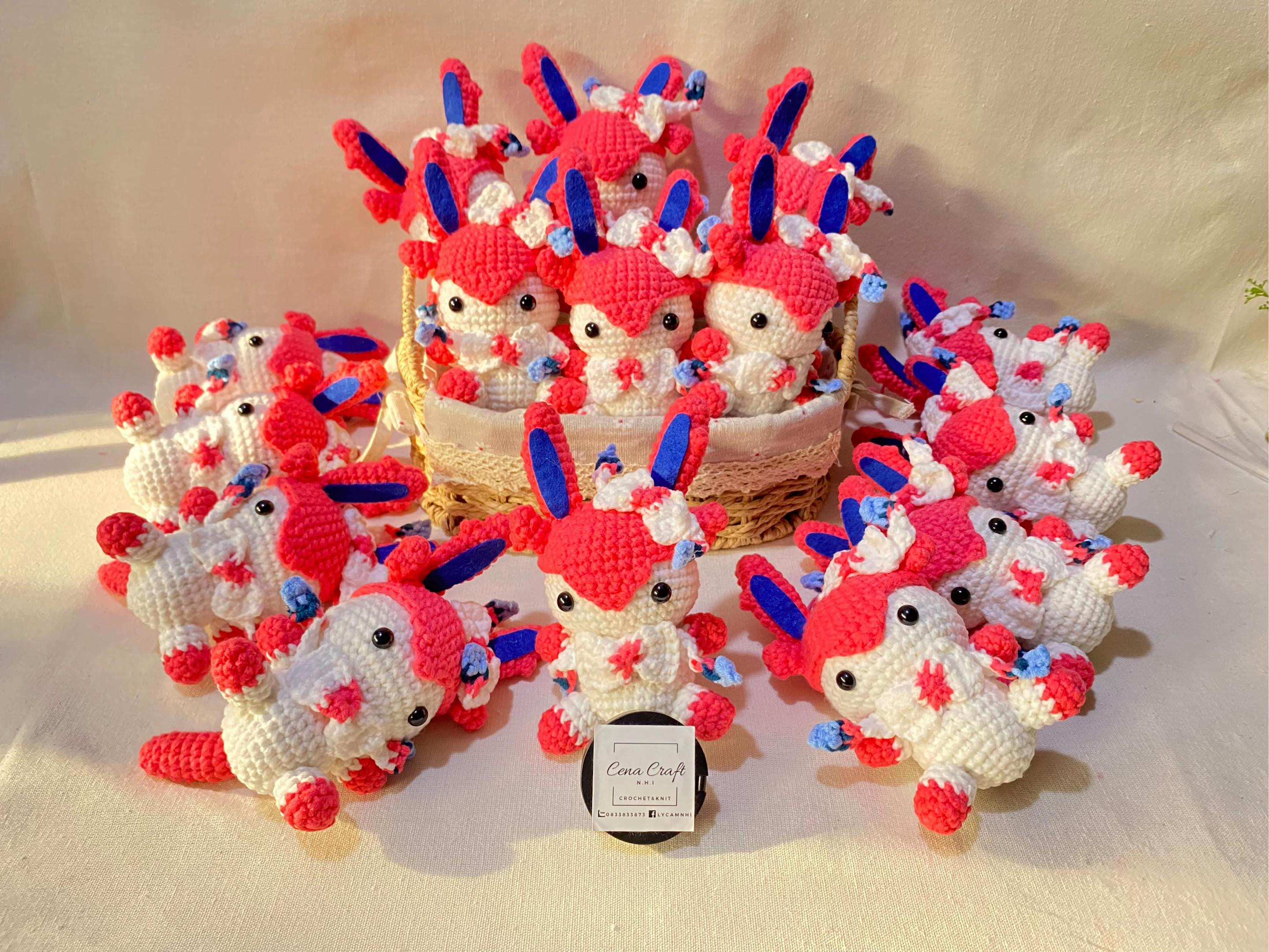 Hướng dẫn móc len búp bê Pokémon màu hồng và trắng