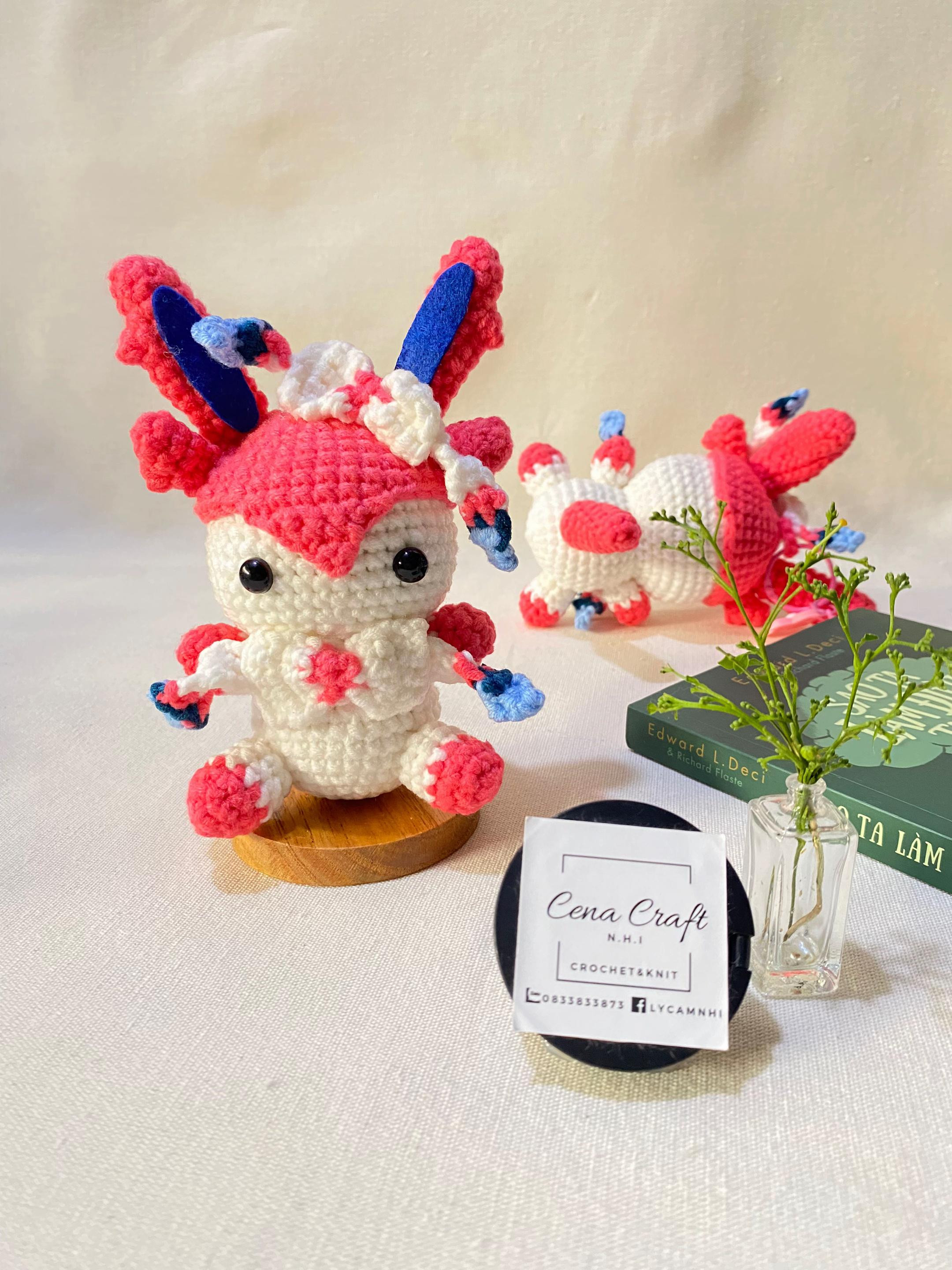 Hướng dẫn móc len búp bê Pokémon màu hồng và trắng