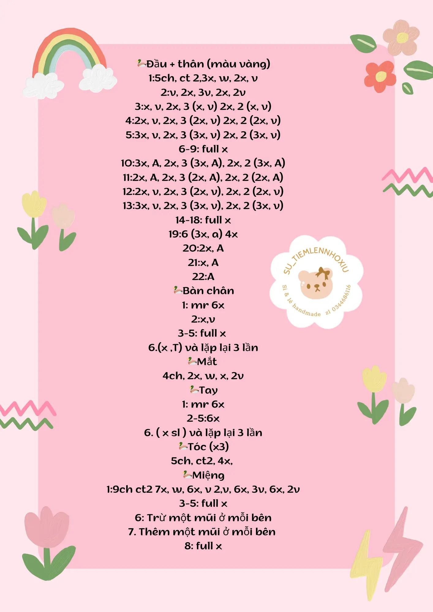 Hướng dẫn móc len búp bê Psyduck màu vàng dễ thương