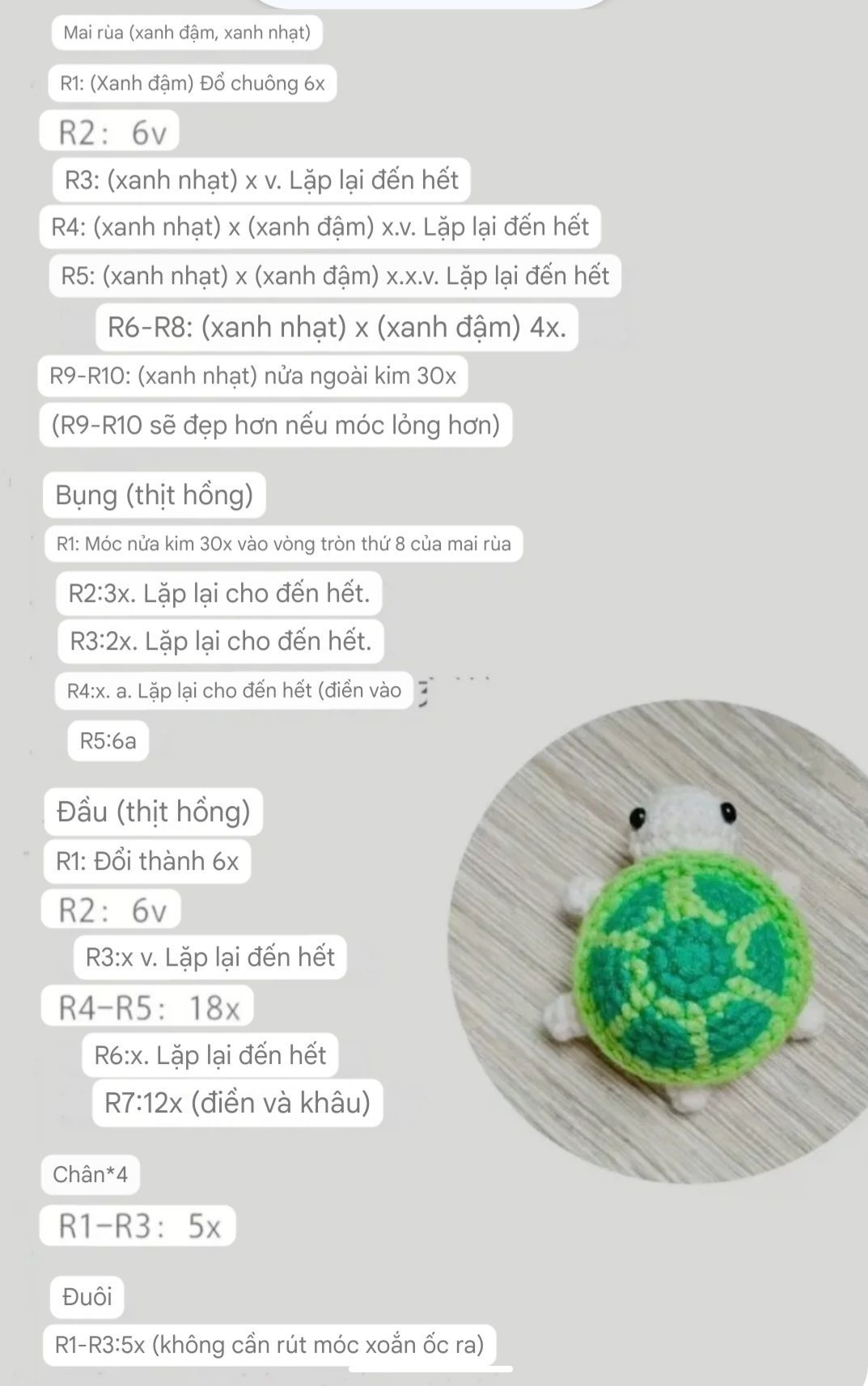 Hướng dẫn móc len búp bê rùa xanh dễ thương