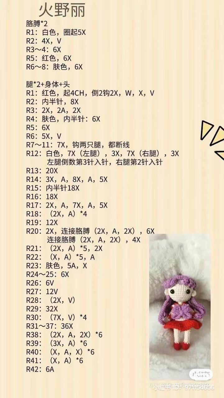 Hướng dẫn móc len búp bê Sailor Moon: Usagi, Ami, Makoto, Rei - Chart chi tiết từng hàng