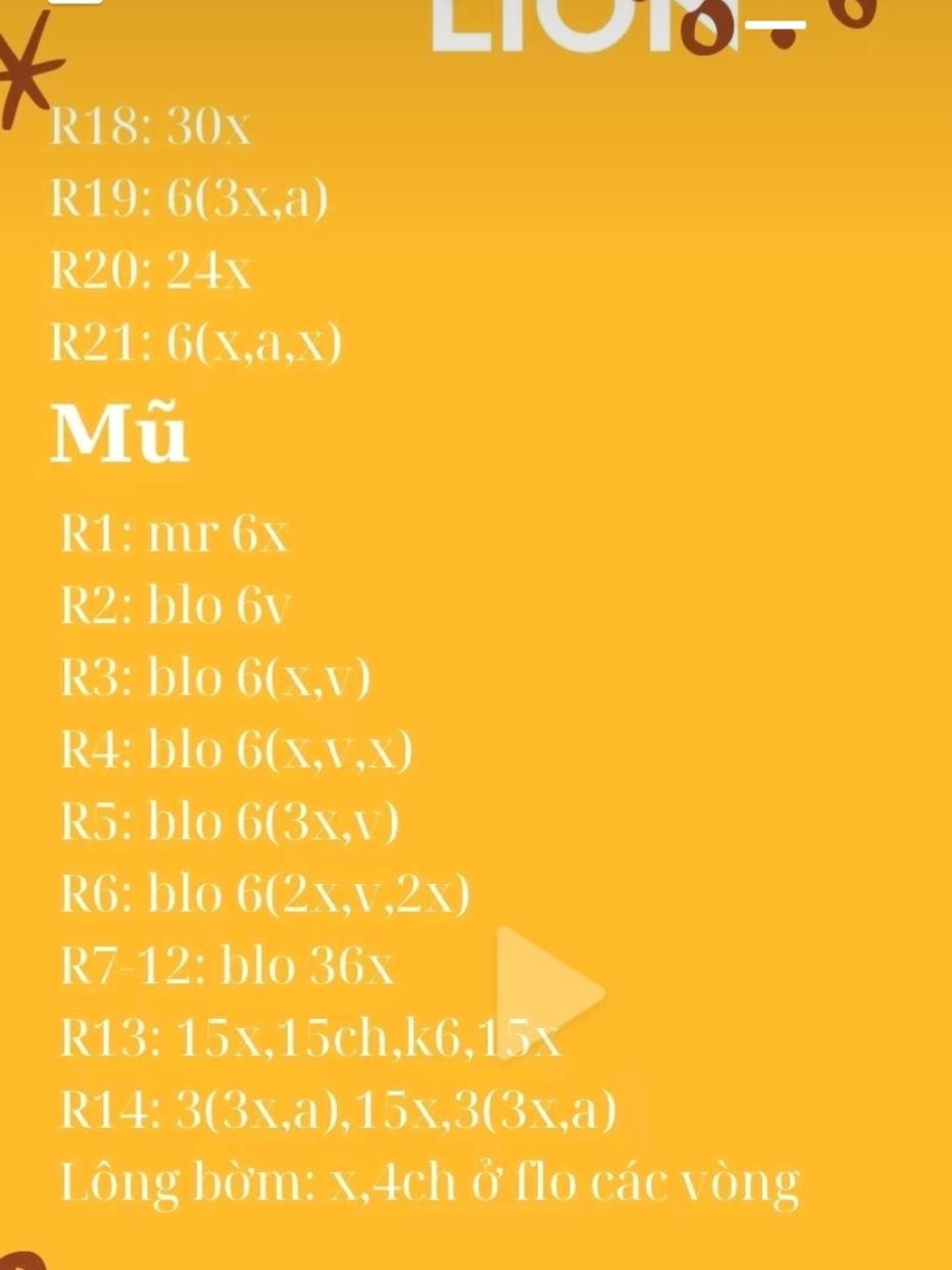 Hướng dẫn móc len búp bê sư tử dễ thương màu vàng
