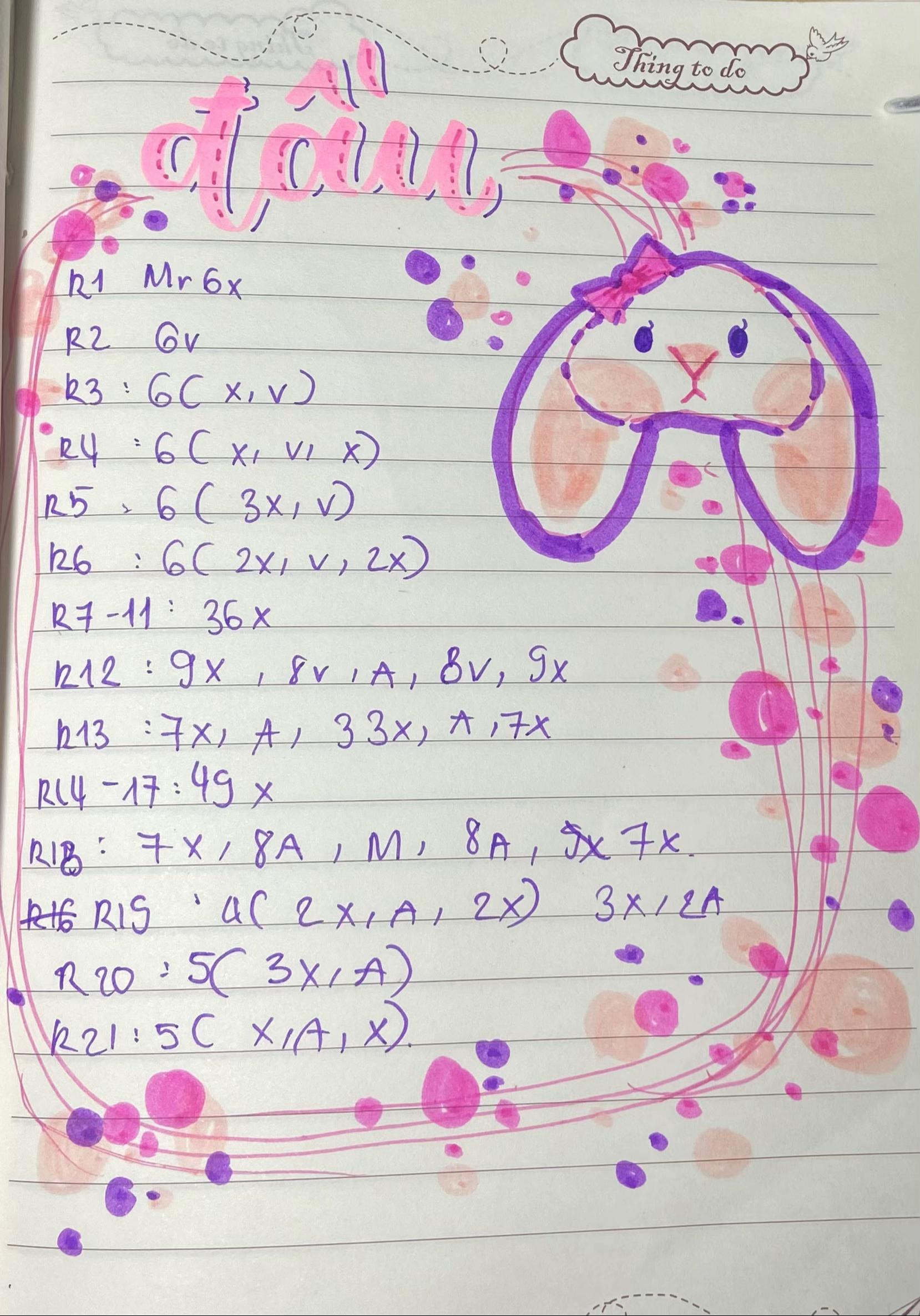 Hướng dẫn móc len búp bê thỏ amigurumi dễ thương với tai dài, má hồng và vòng hoa xanh