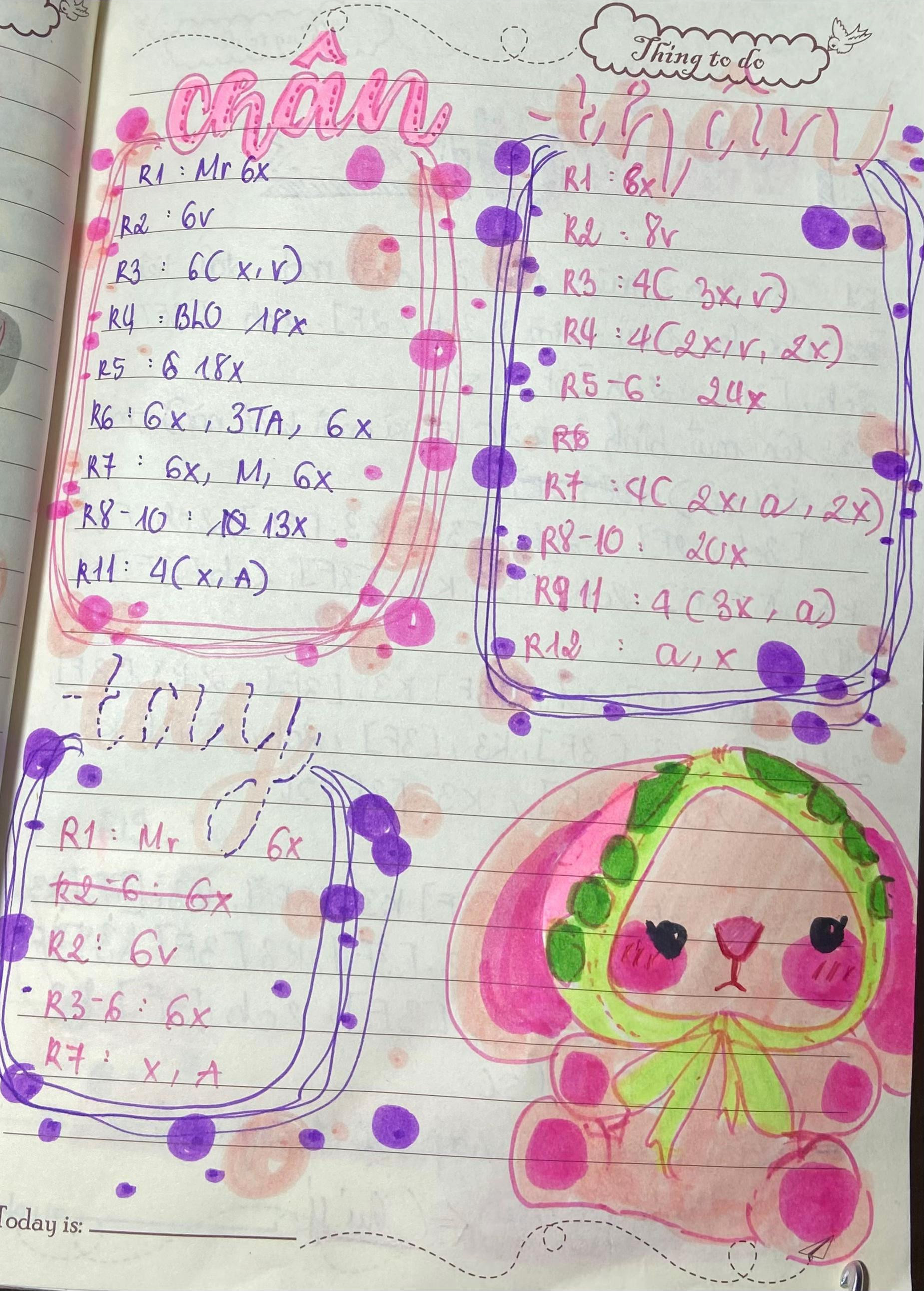 Hướng dẫn móc len búp bê thỏ amigurumi dễ thương với tai dài, má hồng và vòng hoa xanh