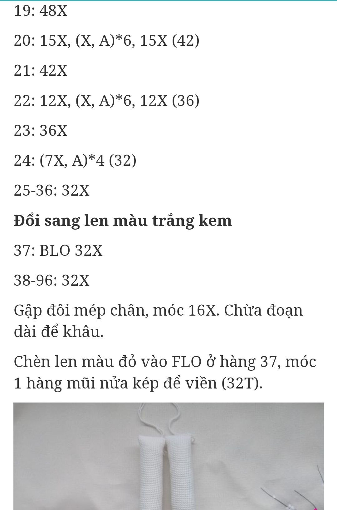 Hướng dẫn móc len búp bê thỏ mặc quần yếm đỏ