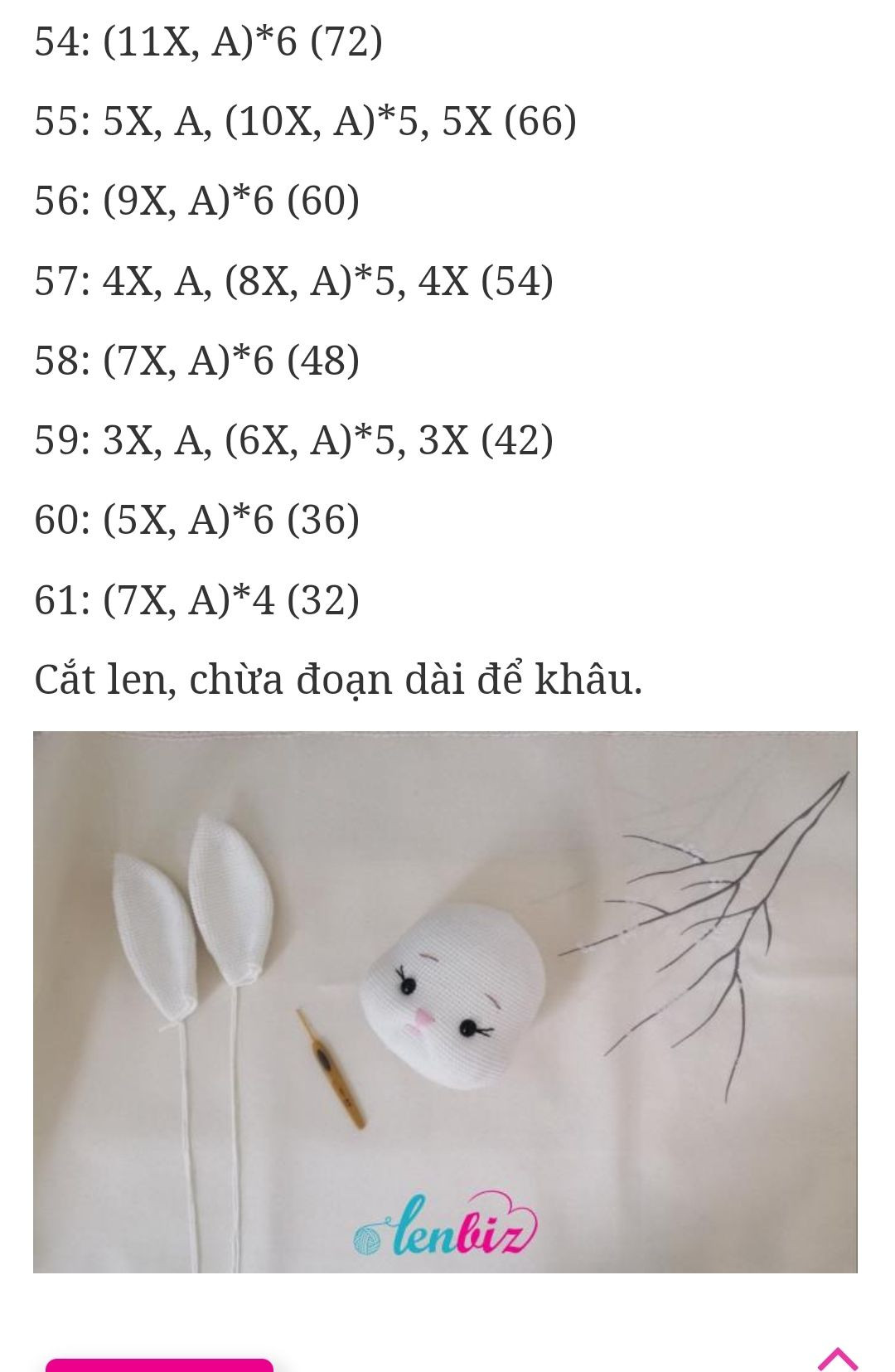 Hướng dẫn móc len búp bê thỏ mặc quần yếm đỏ