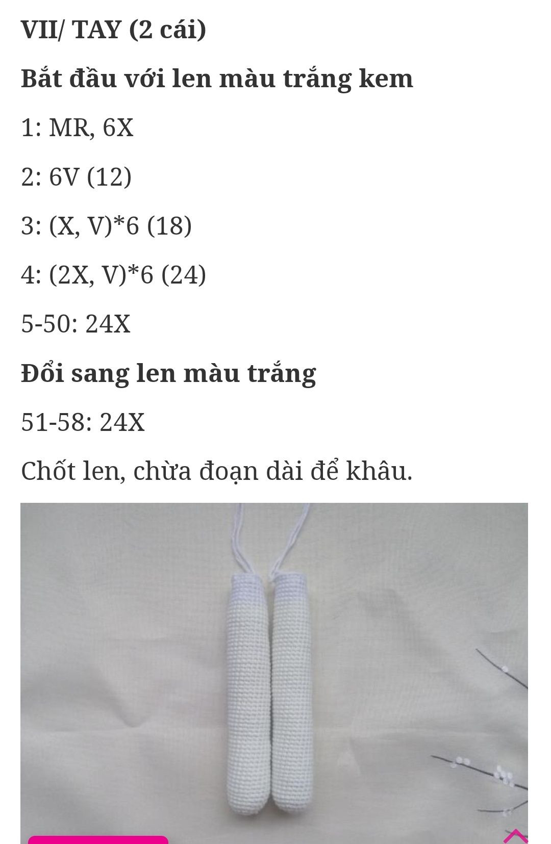 Hướng dẫn móc len búp bê thỏ mặc quần yếm đỏ