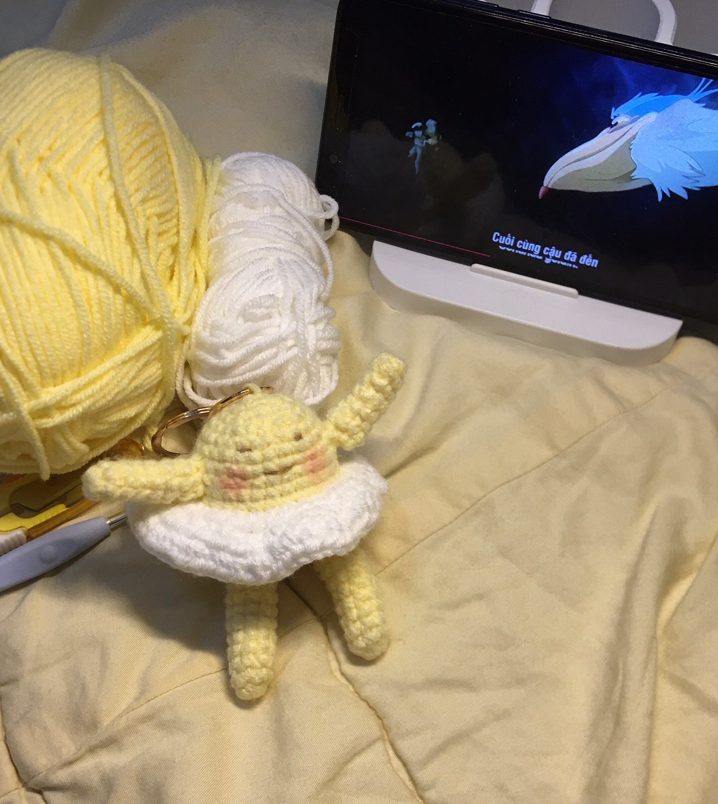 Hướng dẫn móc len búp bê trứng téo dễ thương màu vàng