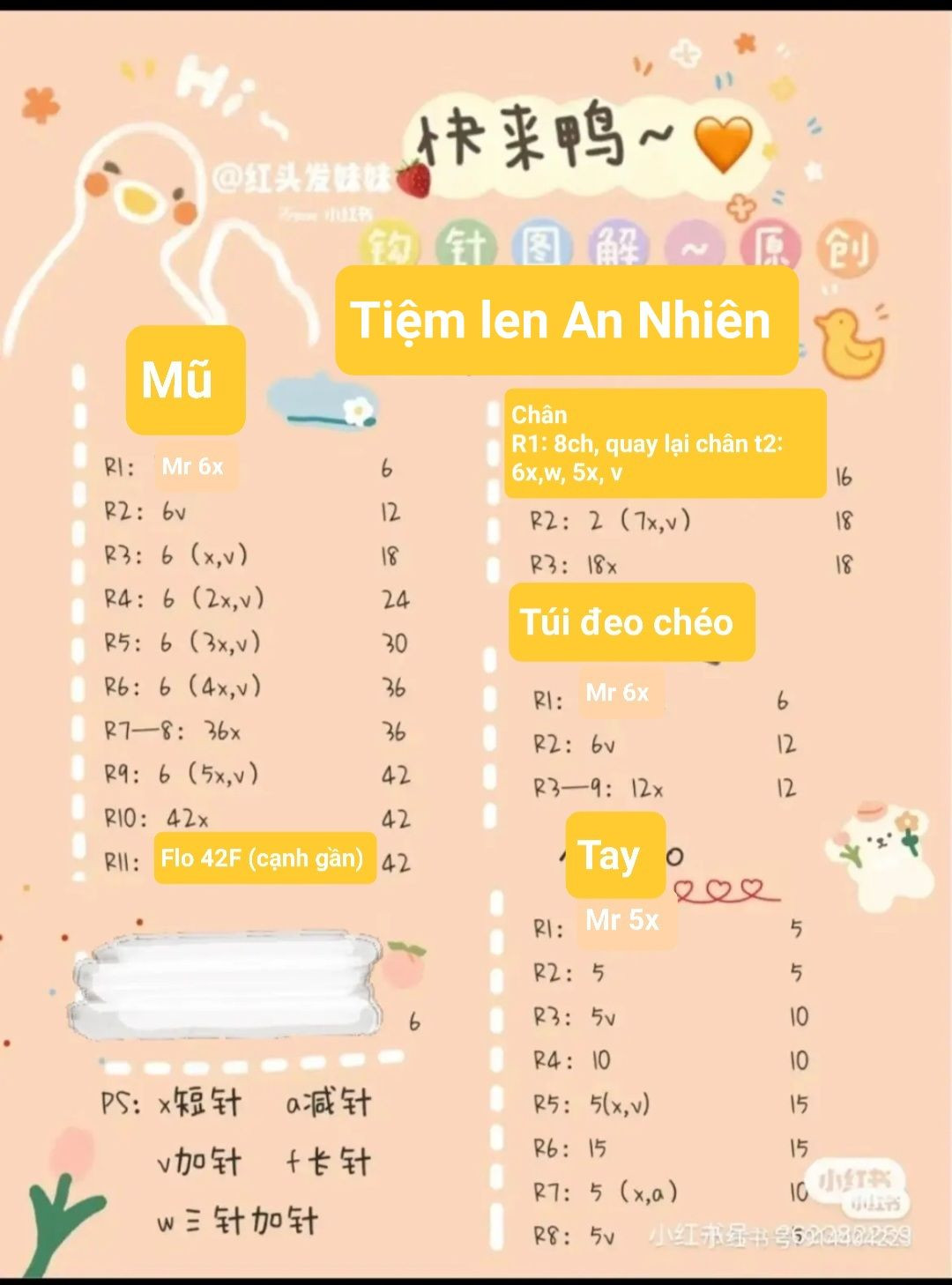 Hướng dẫn móc len búp bê vịt con dễ thương
